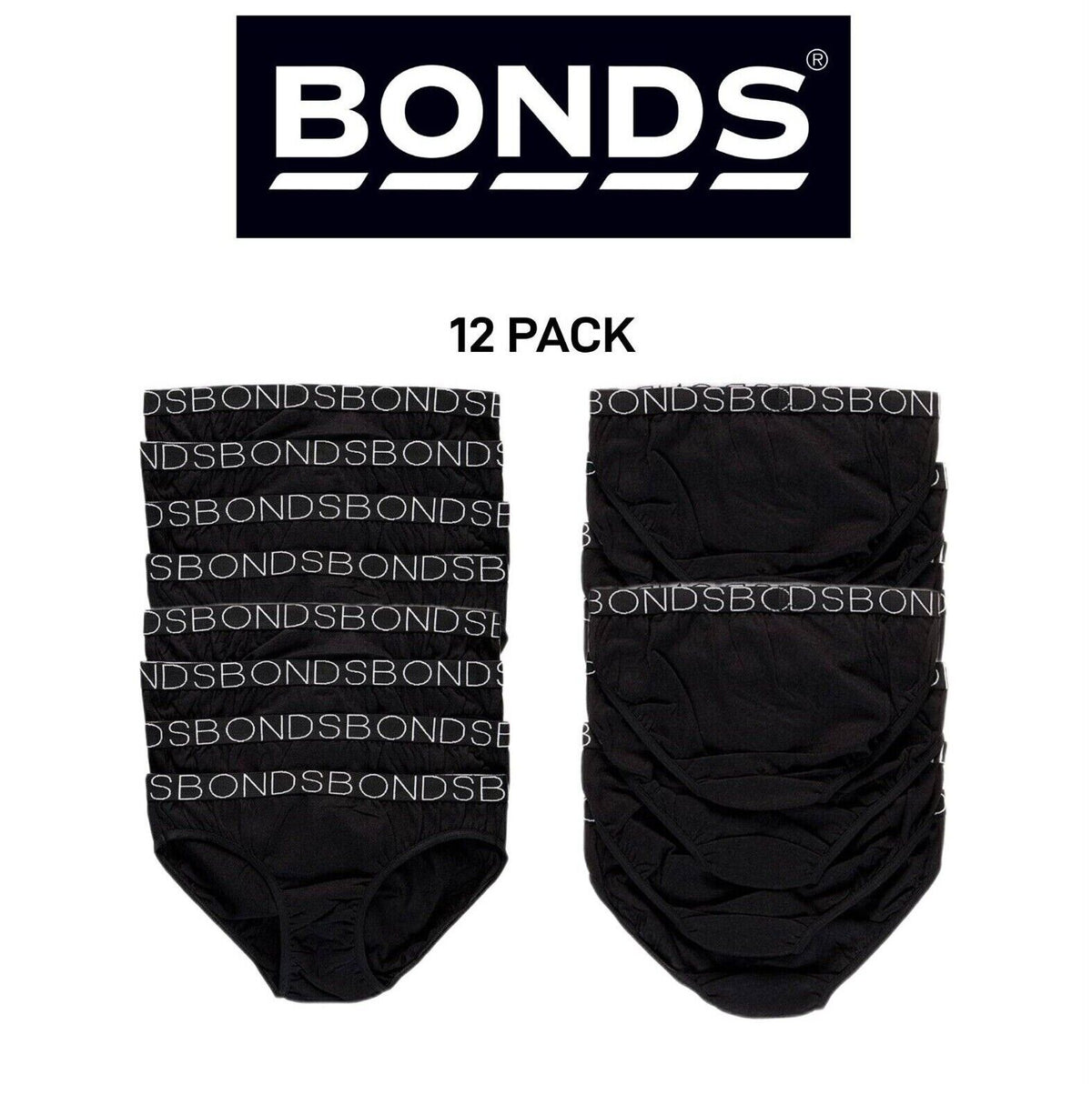 Bonds Girls Bikini Undies Flexible Lightweight and Breathable 12 Pack UZR14A