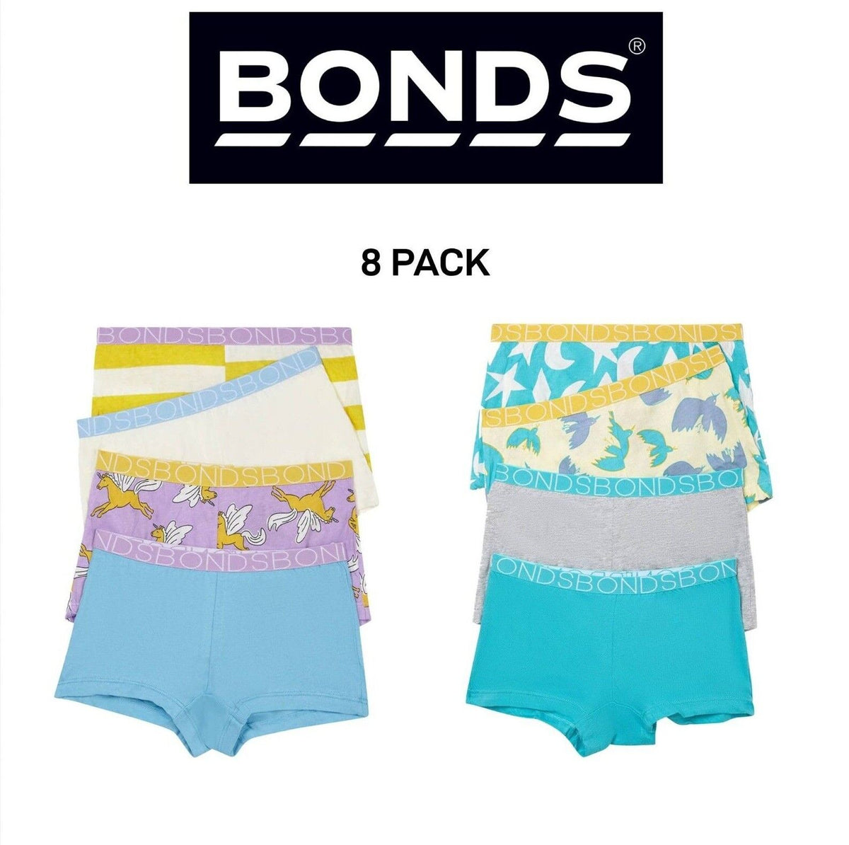 Bonds Girls Shortie Full Coverage Modesty Ultimate Soft Waistband 8 Pack UWCA4A