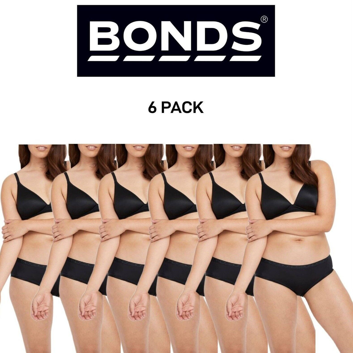 Bonds Womens Invisitails Midi Soft Lightweight Bikini Brief 6 Pack WZGJY