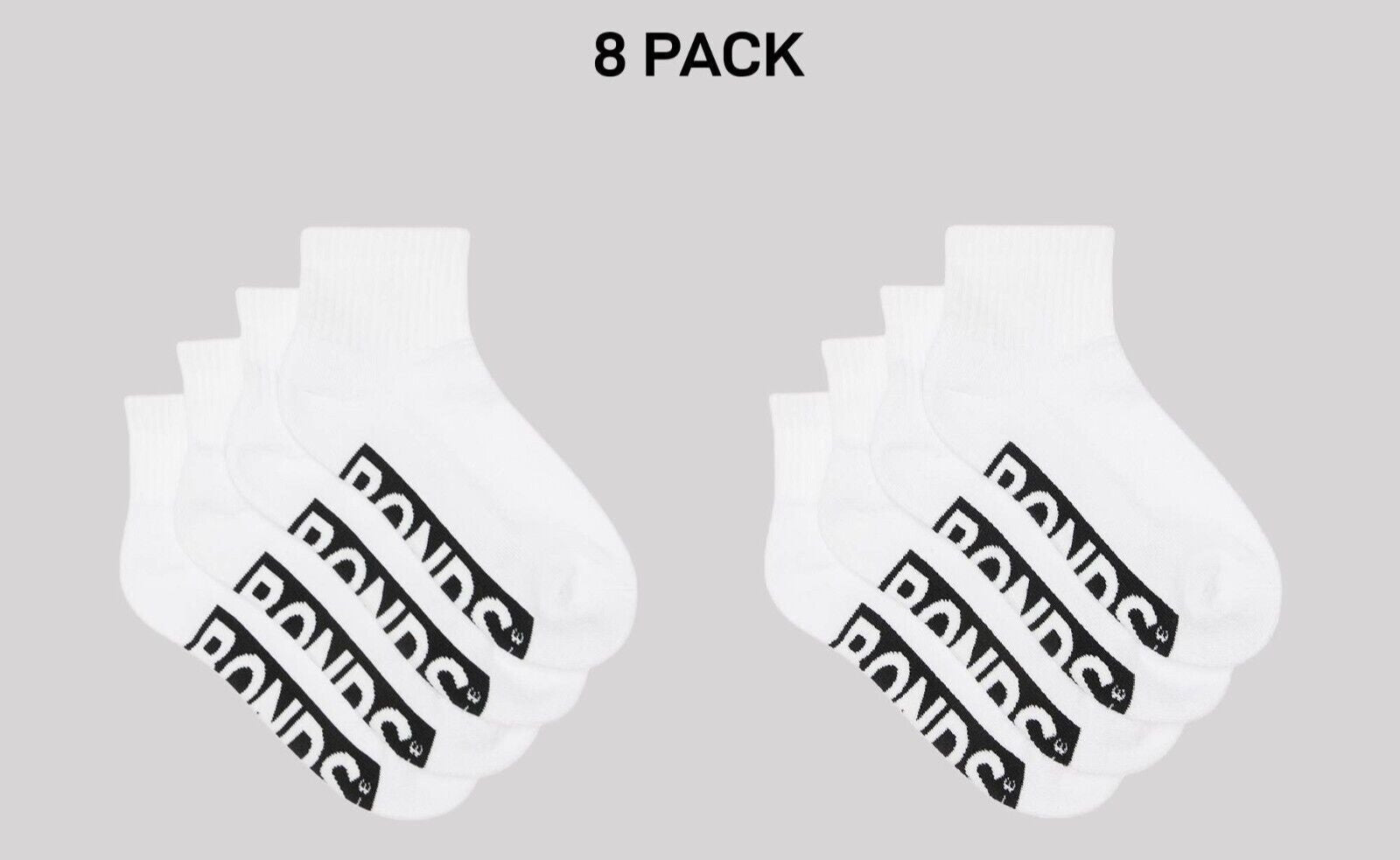 Bonds Kids Logo Cushioned Quarter Crew Sock Thickness & Comfiness 8 Pack RXTW4W