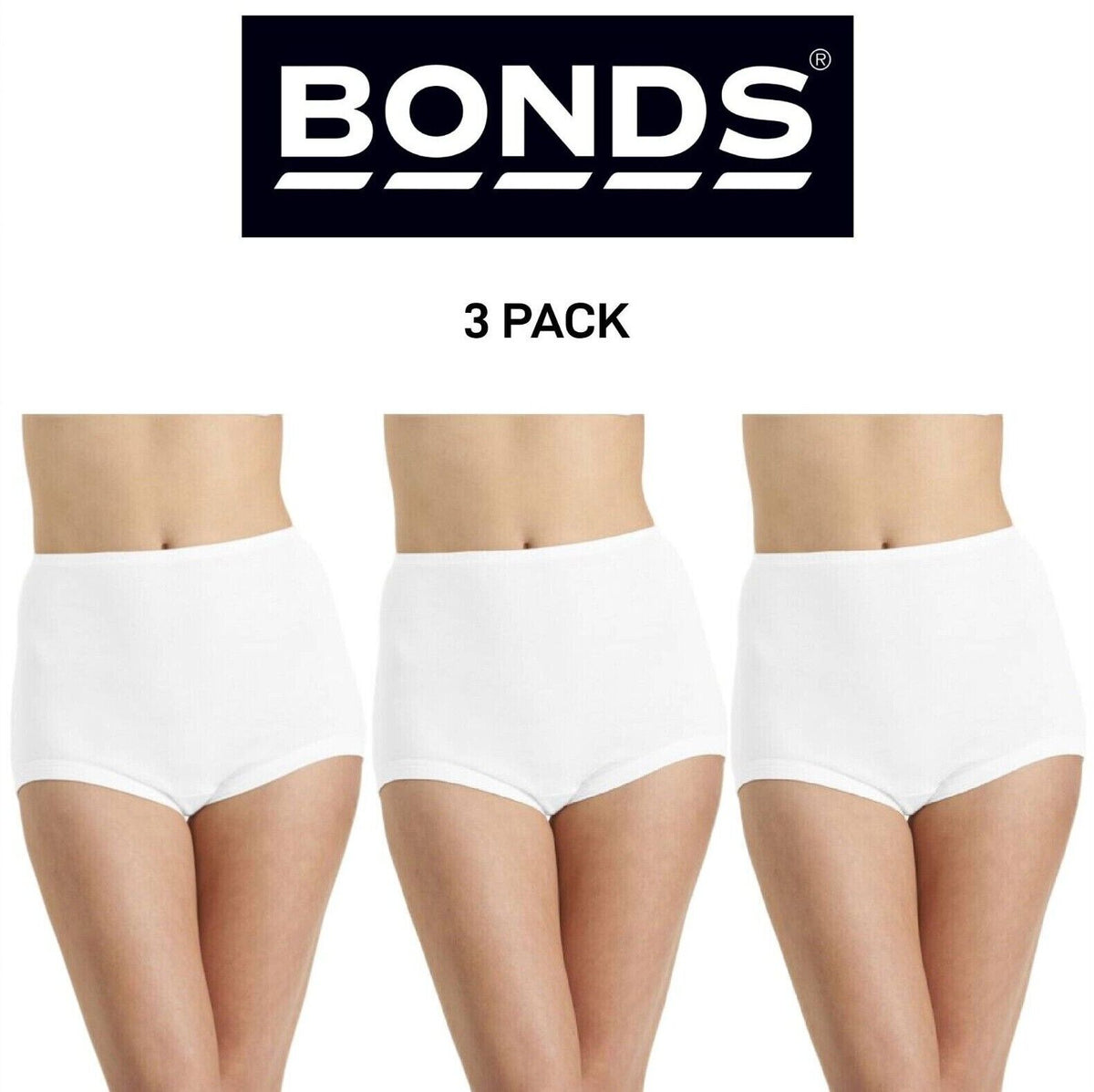 Bonds Womens Cottontails Full Brief Soft Comfortable Leg Band 3 Pack W0M5B