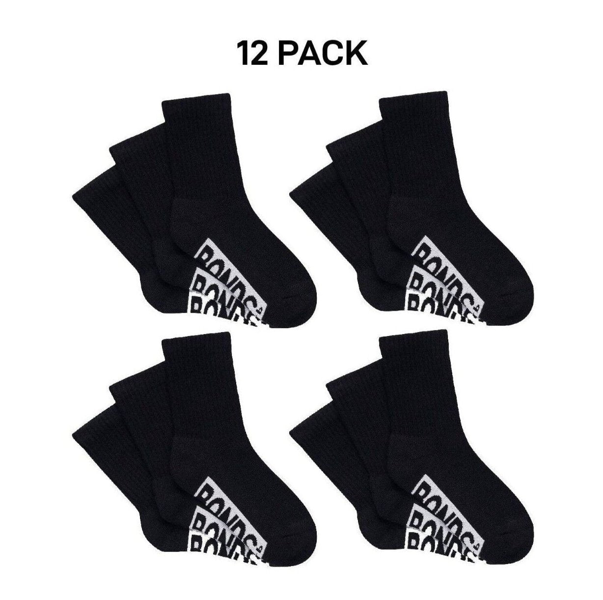 Bonds Kids Cushioned Crew Cushioned Smooth Toe Seams Socks 12 Pack RXUY3N