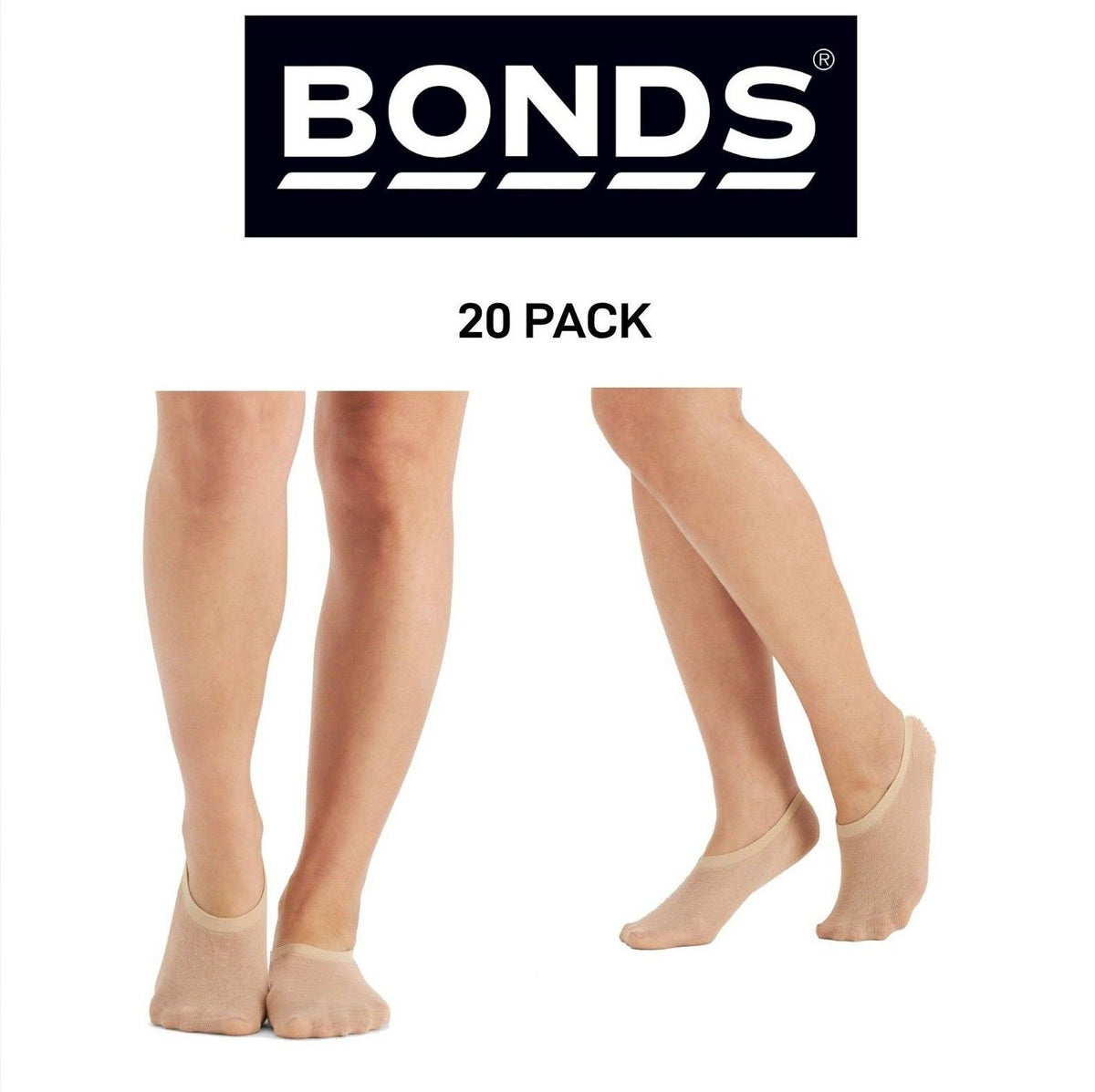 Bonds Womens Sheer Relief Cushioned Footlet Wicks Moisture 20 Pack L64711