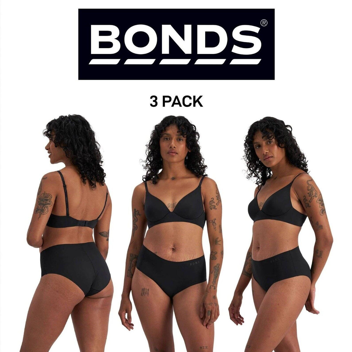 Bonds Womens Invisible Freecuts Full Brief Light Sleek Full Coverage 3 Pack WRCT