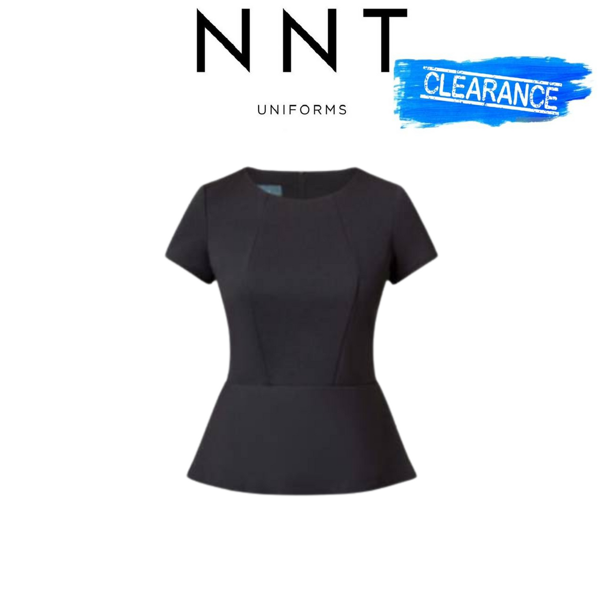 Clearance! NNT Ponte Knit Cap SLV Peplum Top Front Panelling Short Sleeve CAT9S1