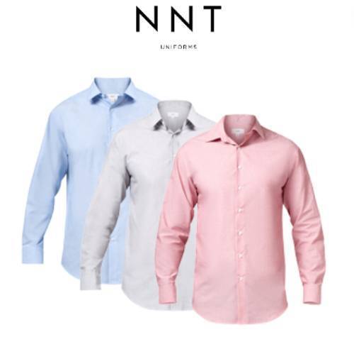NNT Mens Textured L/S Shirt Modern Collar Classic Fit Business Shirt CATJ8V