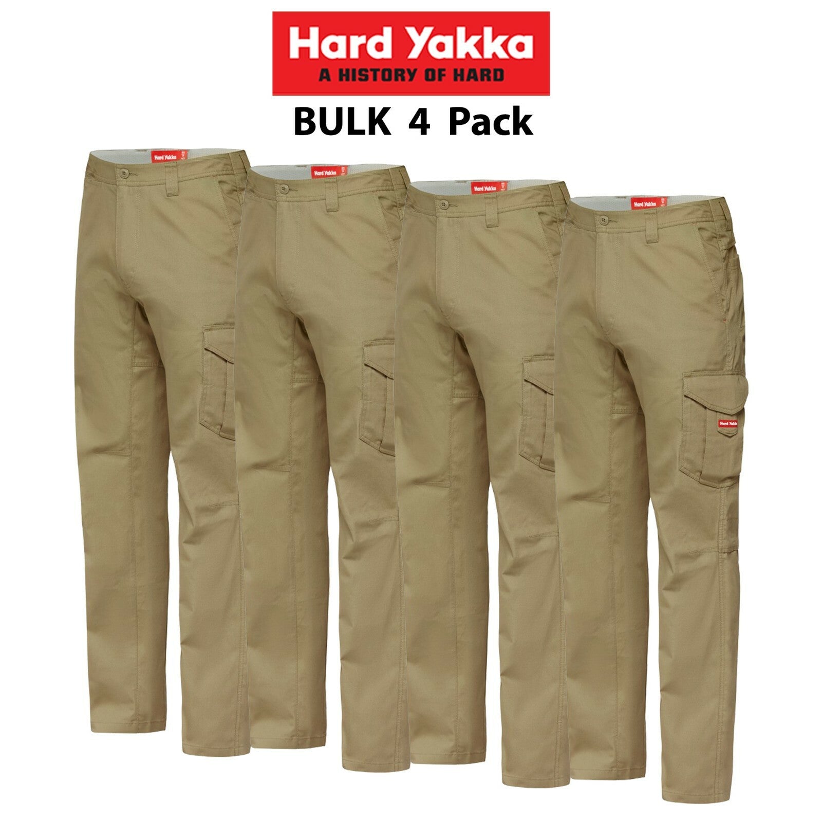 Mens Hard Yakka Koolgear Vented Cargo Pants 4 PACK Work Feel Natural Cool Y02300