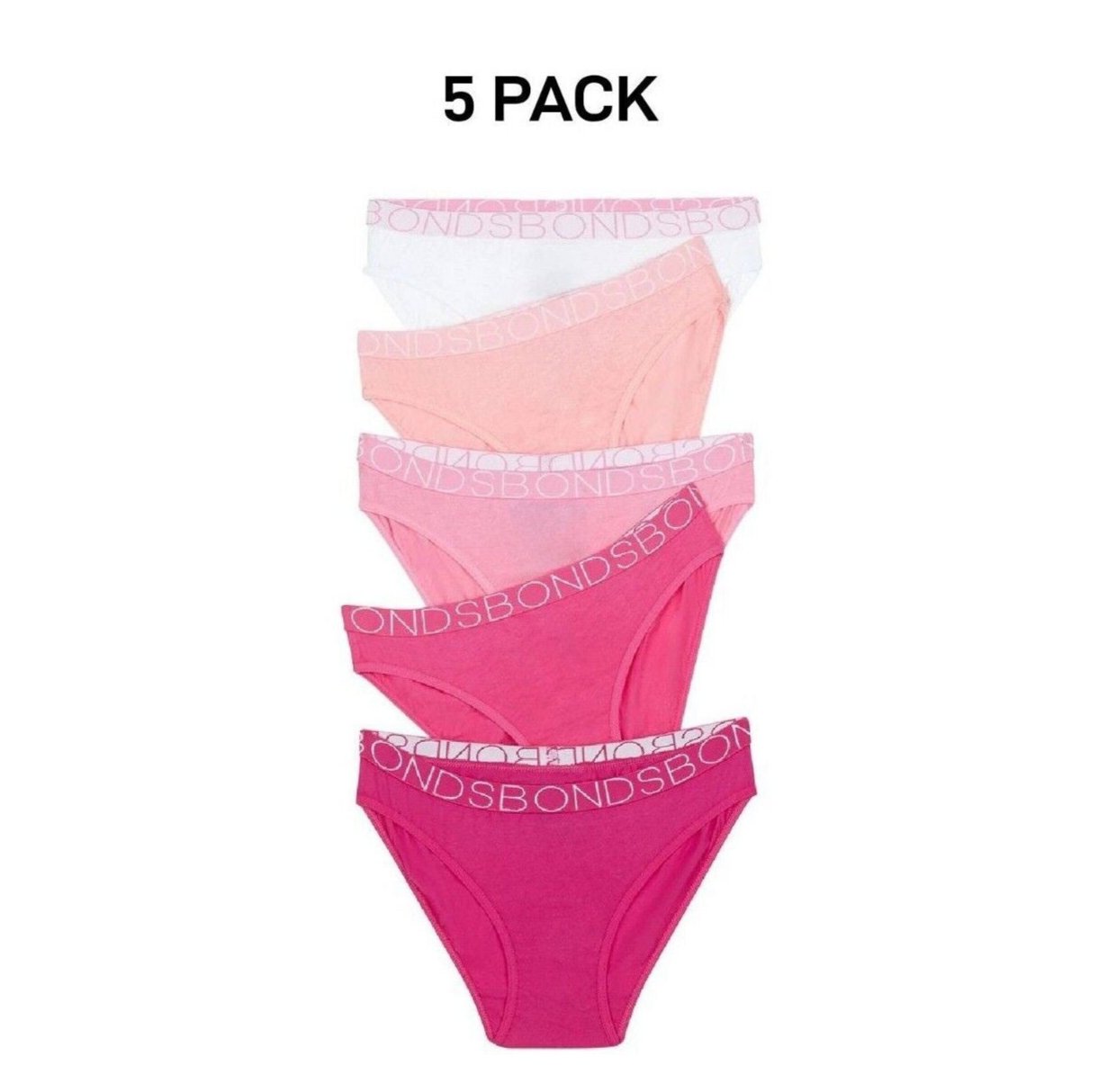 Bonds Girls Bikini Comfy Flexible Coverage Lightweight Breathable 5 Pack UWCE5A