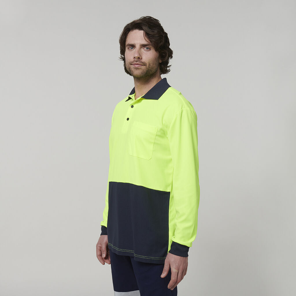 Hard Yakka Mens Safety Work Long Sleeve HI VIS Polo Y19617-Collins Clothing Co