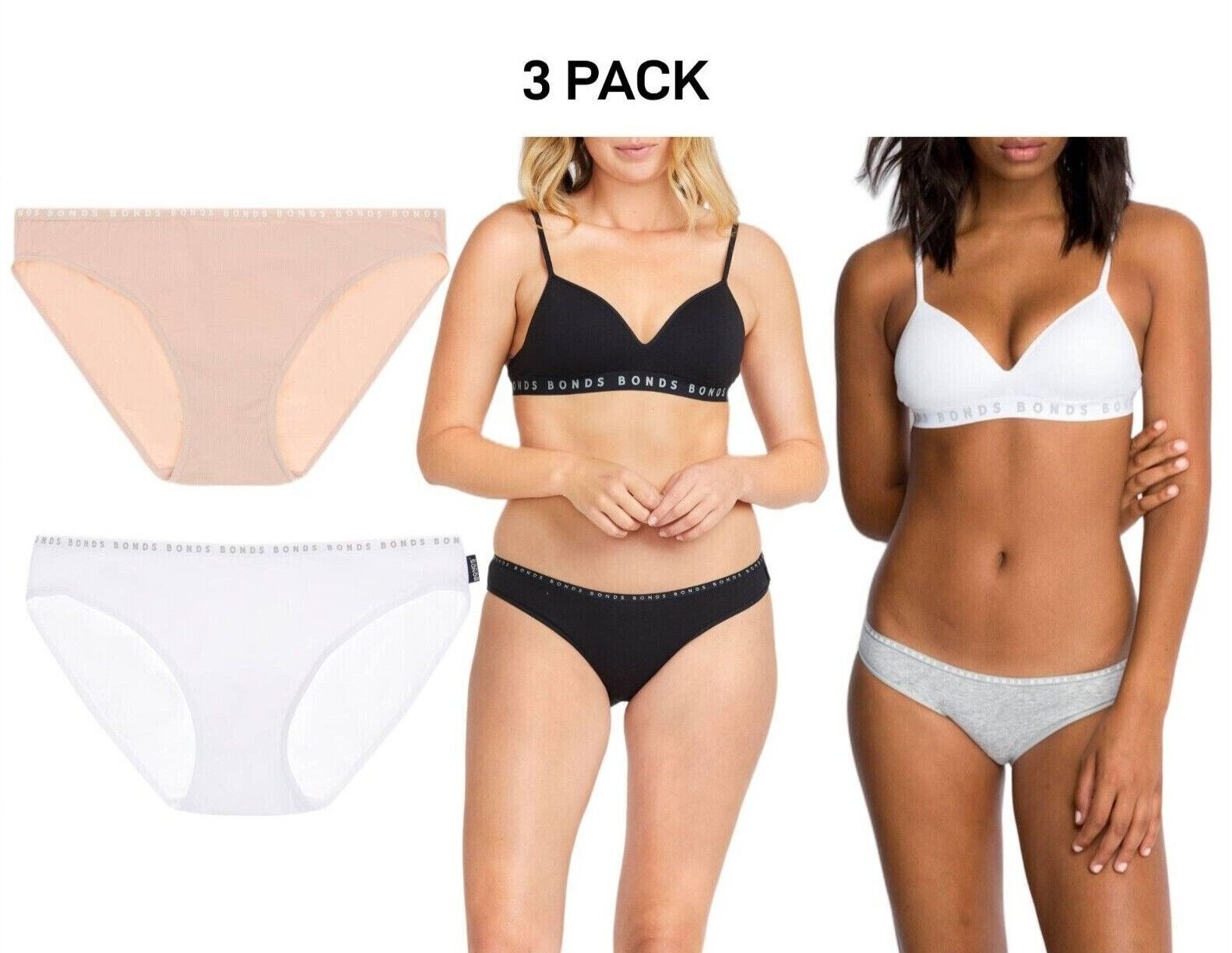Bonds Womens Hipster Bikini Comfortable Coverage Low Rise Waist 3 Pack WUVXA