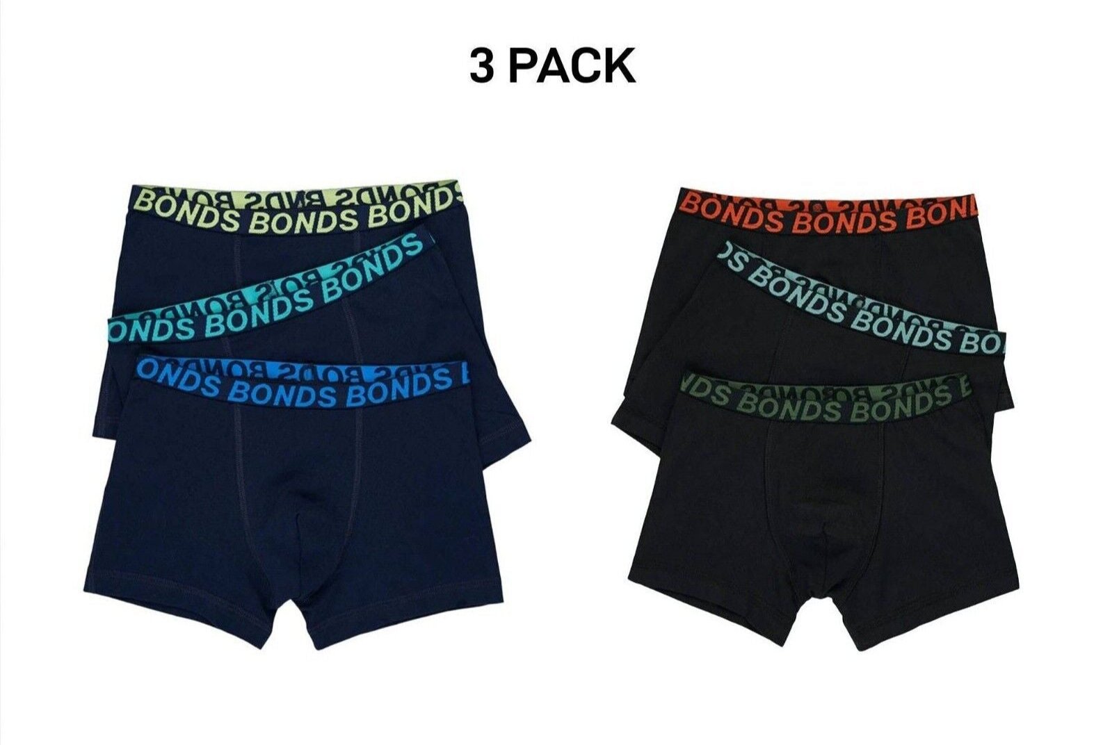Bonds Boys Trunk Sport Moisture Wicking Cool & Dry Comfort Covered 3 Pack UWKN3A