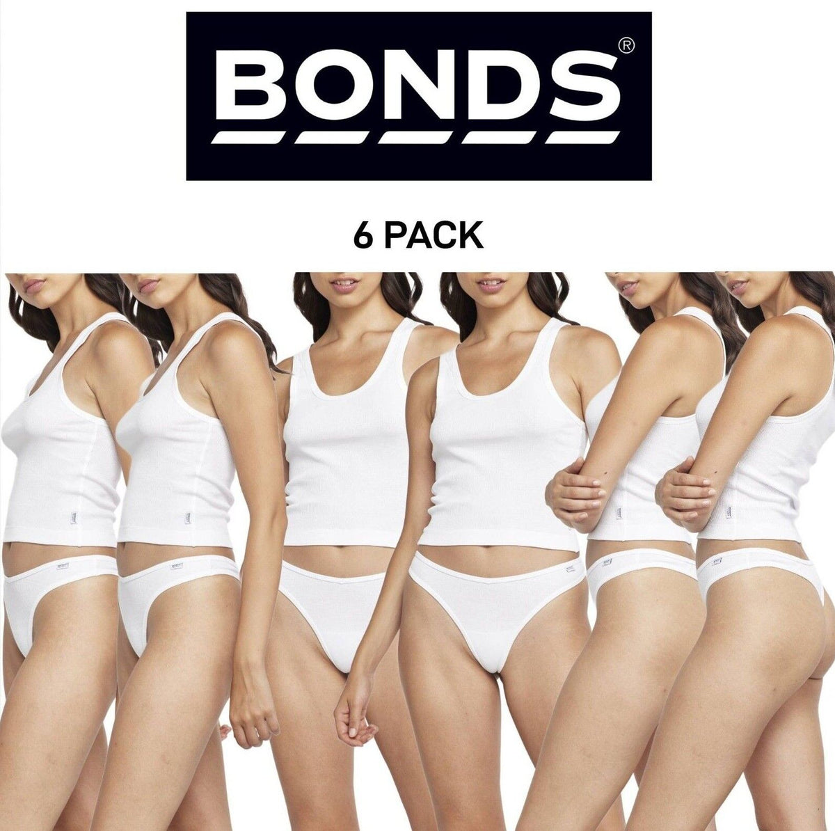 Bonds Womens Organics Ribbed Gee Comfortable Organic Cotton Undies 6 Pack WTHV