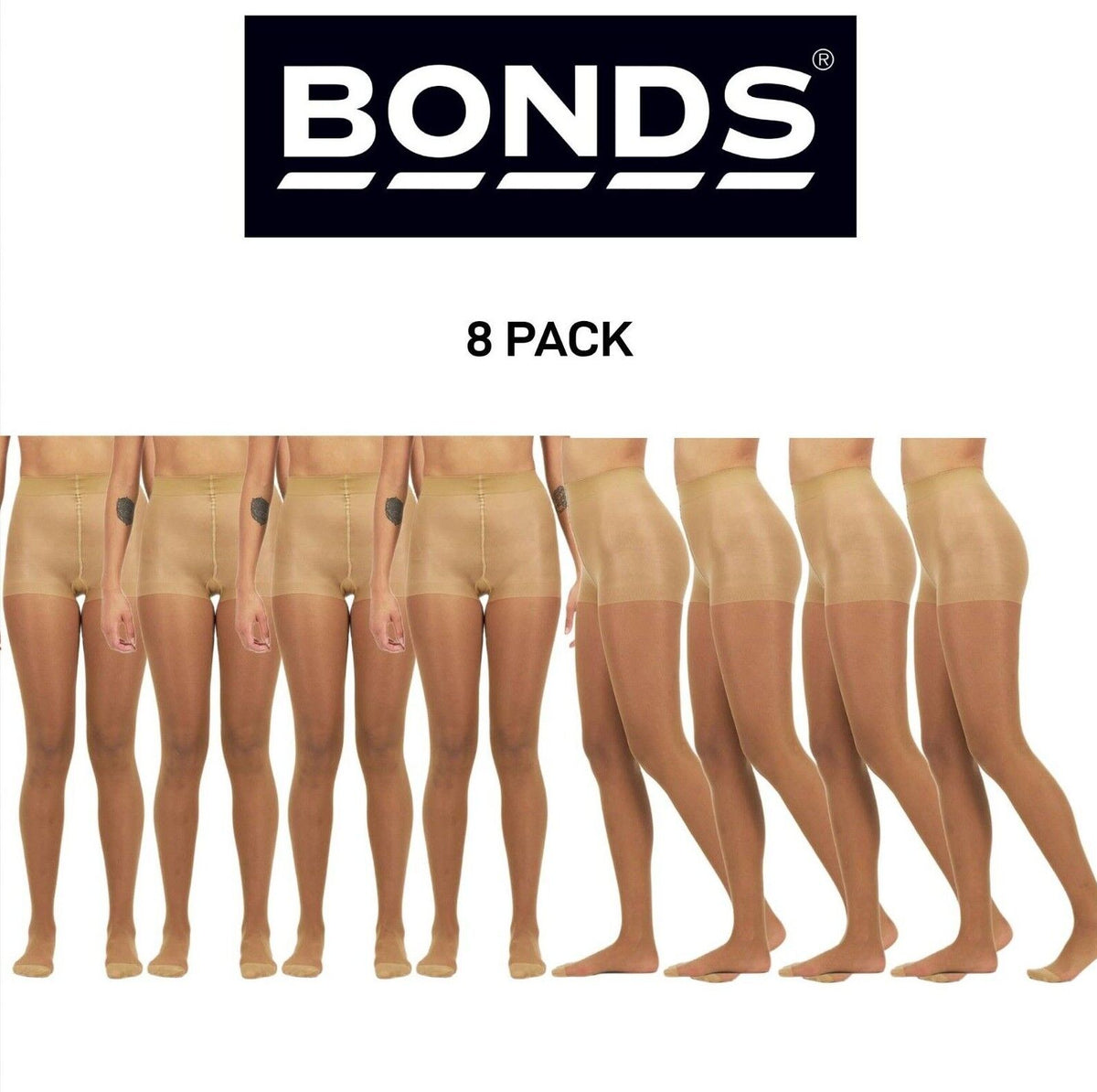 Bonds Womens Sheer Slimming Tights Comfortable Top Waistband 8 Pack L79570