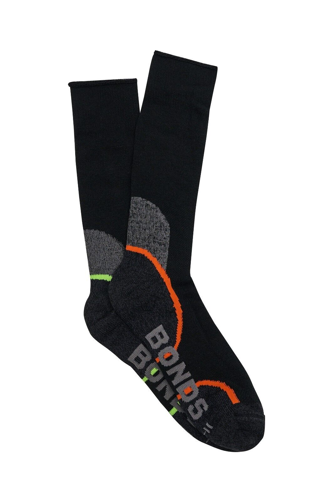 Bonds Mens Acrylic Work Socks Ultimate Comfort Crew Black High 6 Pack S8697D