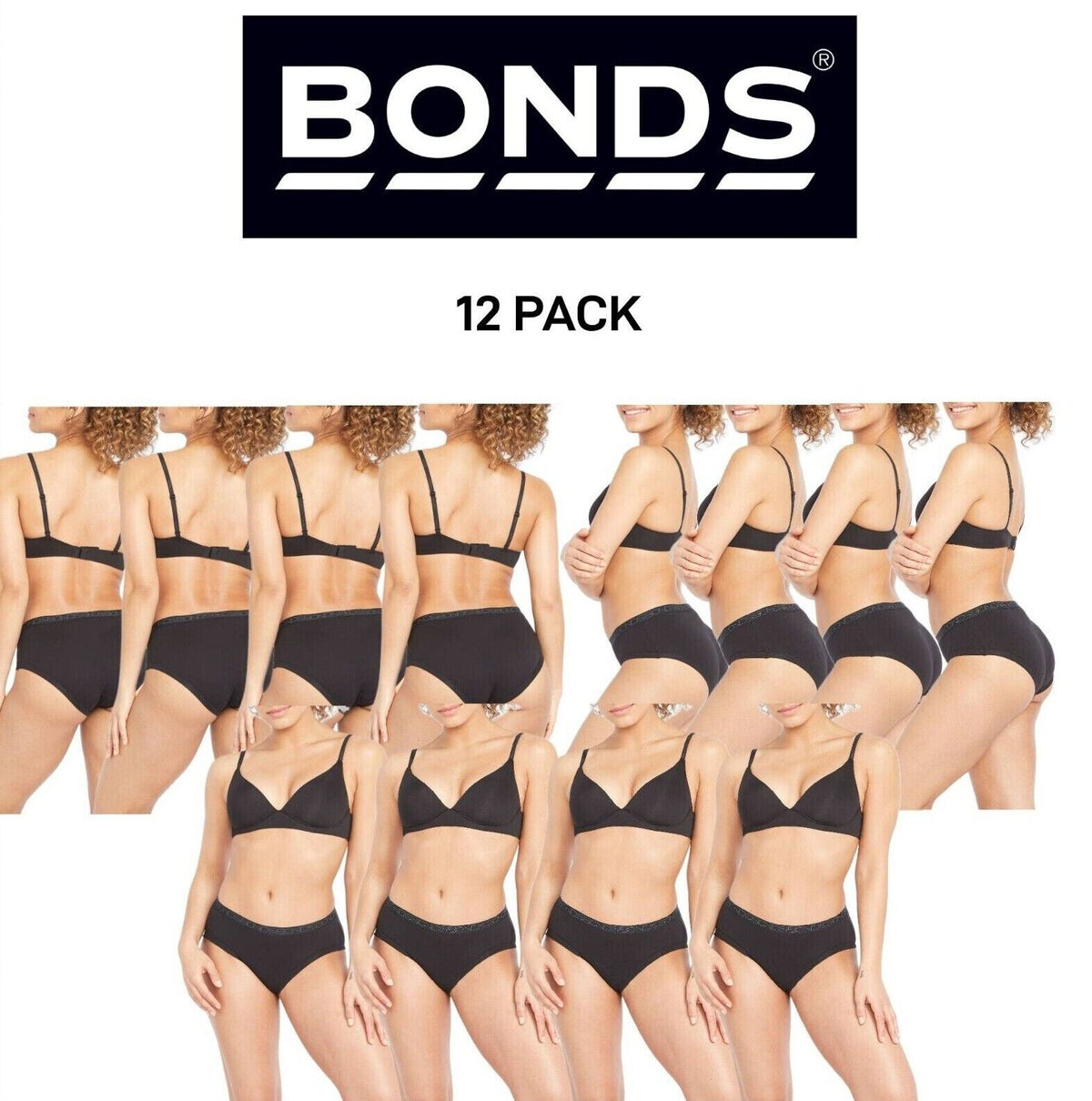 Bonds Womens Cottontails Midi Breathability and Comfort Brief 12 Pack WY5PA