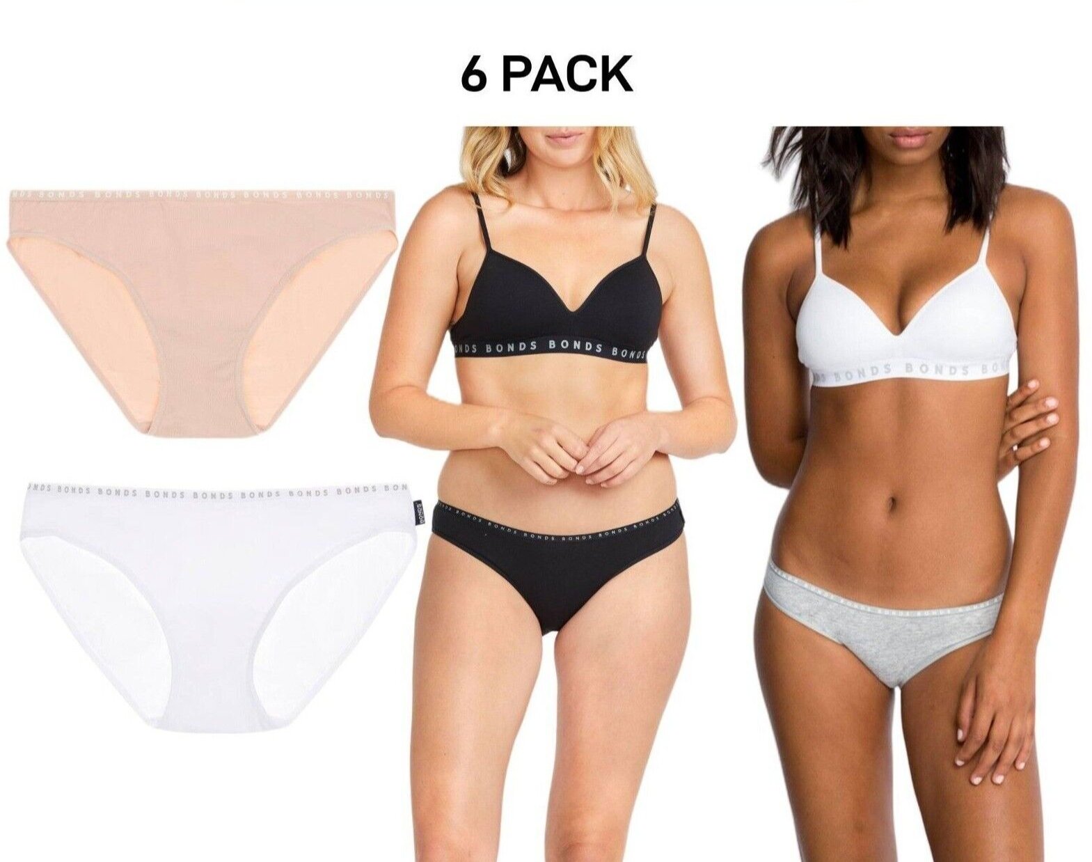 Bonds Womens Hipster Bikini Comfortable Coverage Low Rise Waist 6 Pack WUVXA