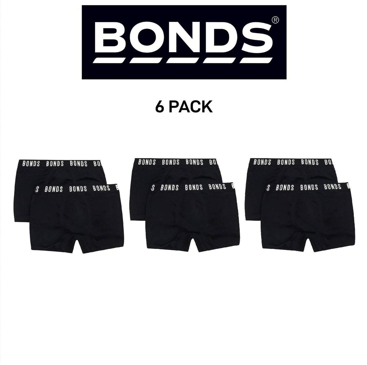 Bonds Boys Super Stretchies Trunk Extra Stretchy Comfy Undies 6 Pack UXXK2A