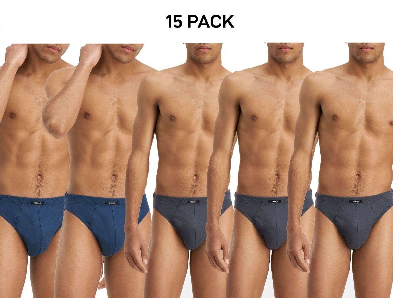 Bonds Mens Action Briefs Underwear Soft Cotton & Encased Elastic 15 Pack M8OS5I