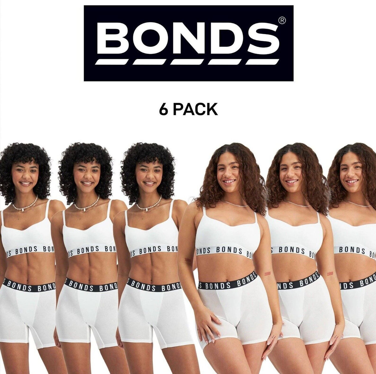 Bonds Womens Icons Wirefree Bra Soft Cotton Stretch Jacquard Elastic 6 Pack YWL4