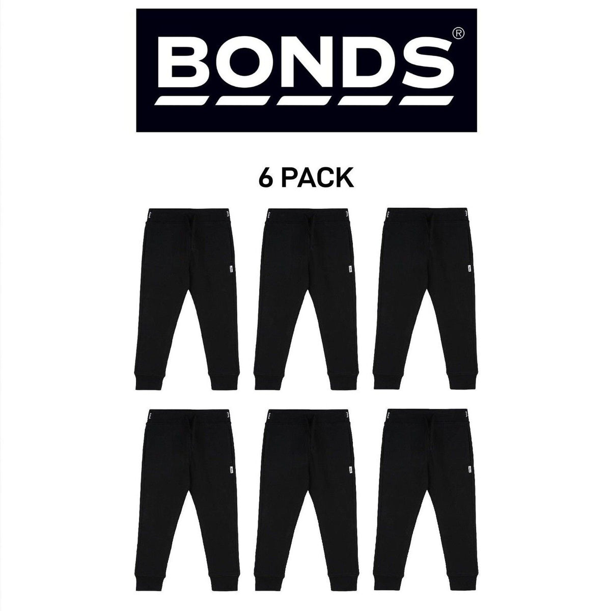 Bonds Kids Fleece Trackie Pants Drop Crotch Styling & Tapered Legs 6 Pack KVRJK