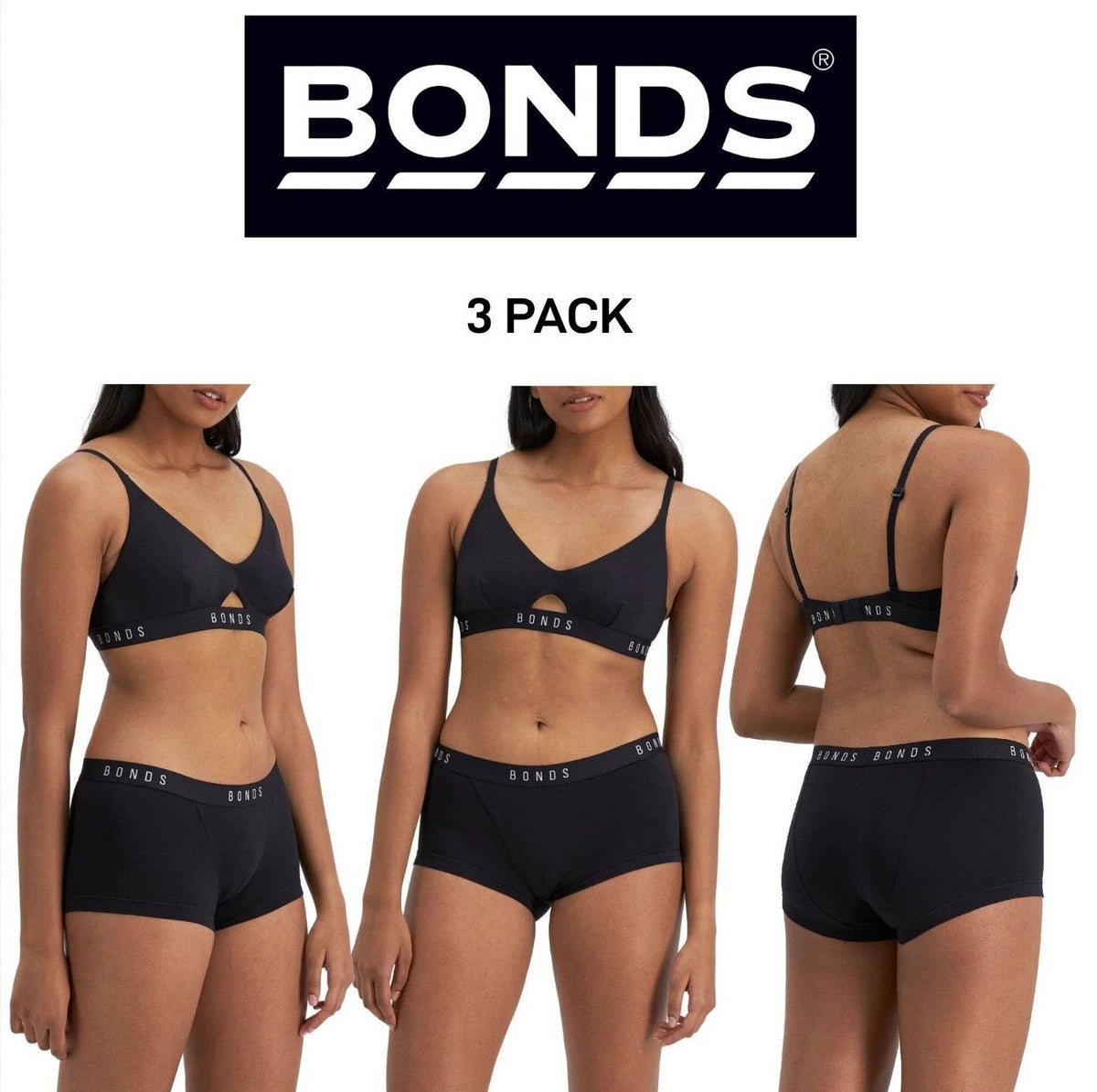 Bonds Womens Originals Boyfit Undies Comfy Soft Stretchy Waist Fit 3 Pack WVGJA