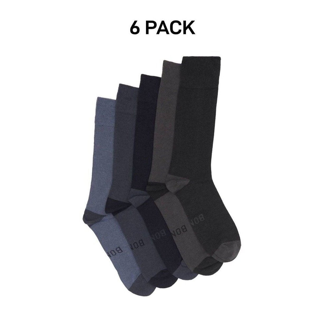 Bonds Mens Bamboo Crew Socks Fine Seams Comfy Toes & Ankle Support 6 Pack SZFQ5W