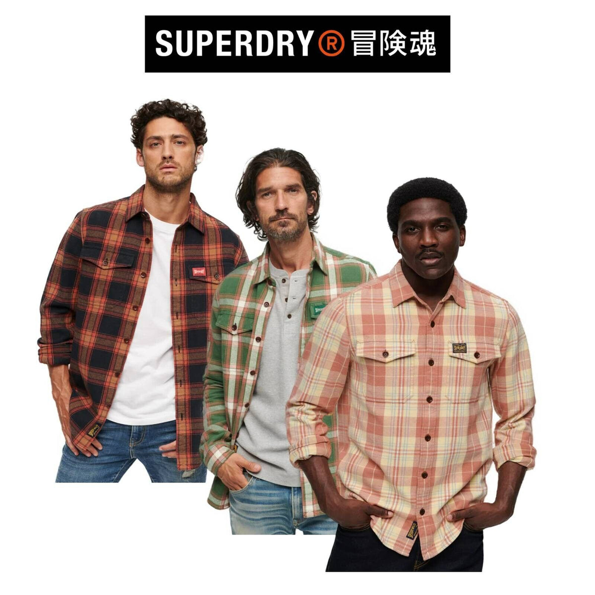 Superdry Mens Organic Cotton Pocket Logo Classic Worker Check Shirt SM32WS5H