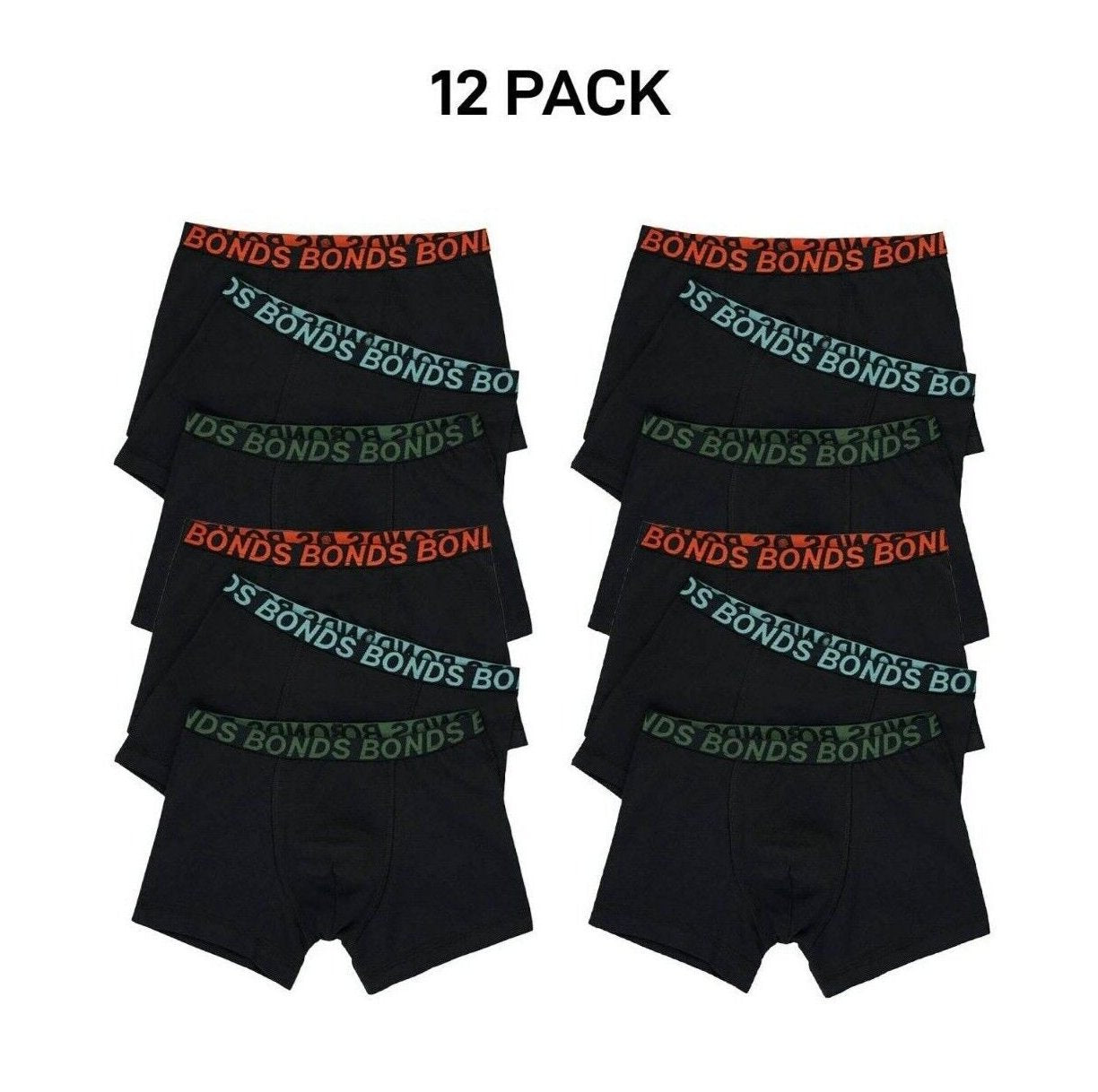 Bonds Boys Trunk Sport Moisture Wicking Cool Dry Comfort Covered 12 Pack UWKN3A