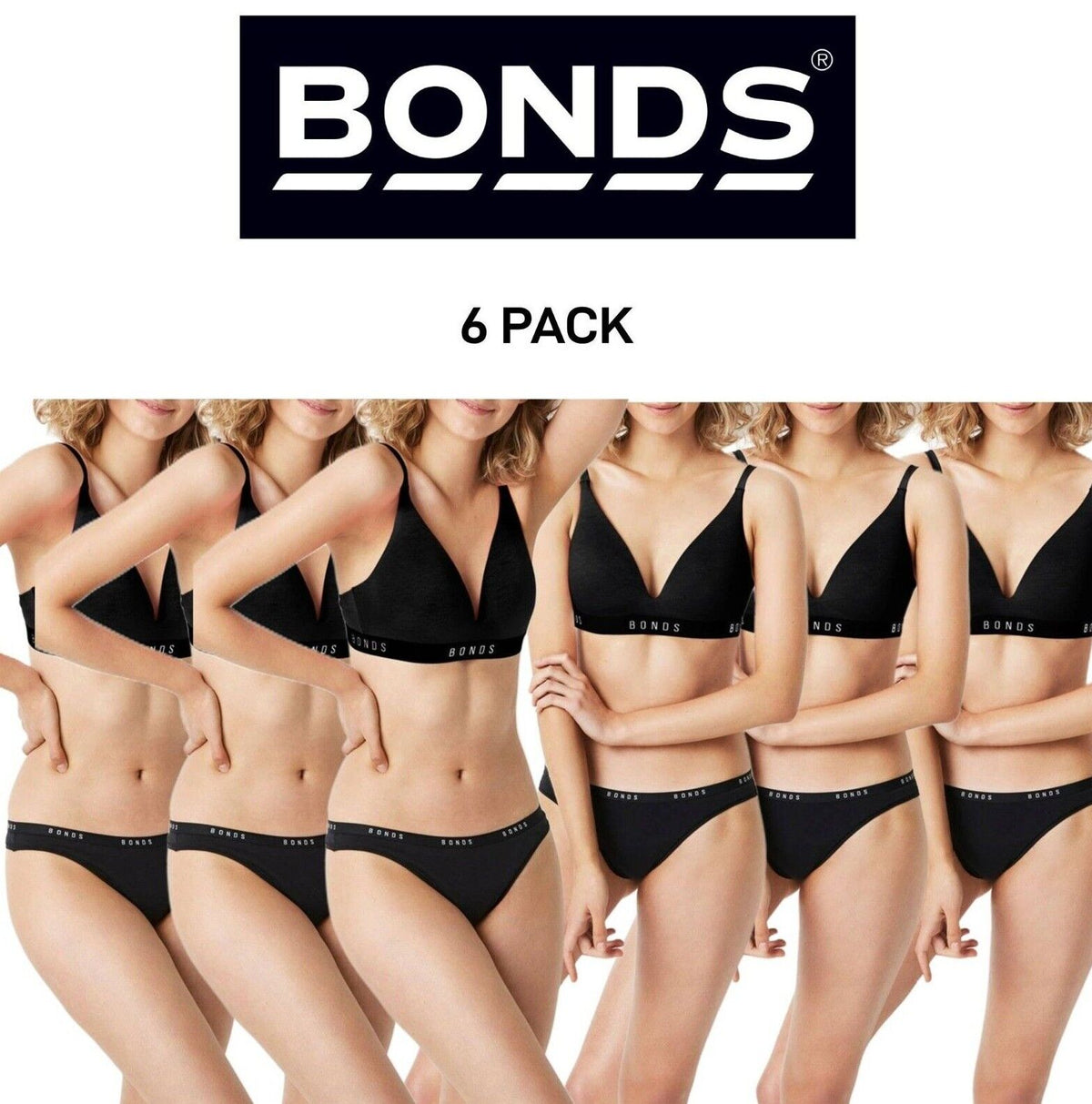 Bonds Womens Original Gee Soft Breathable Stretchable Waist Brief 6 Pack WVGHA