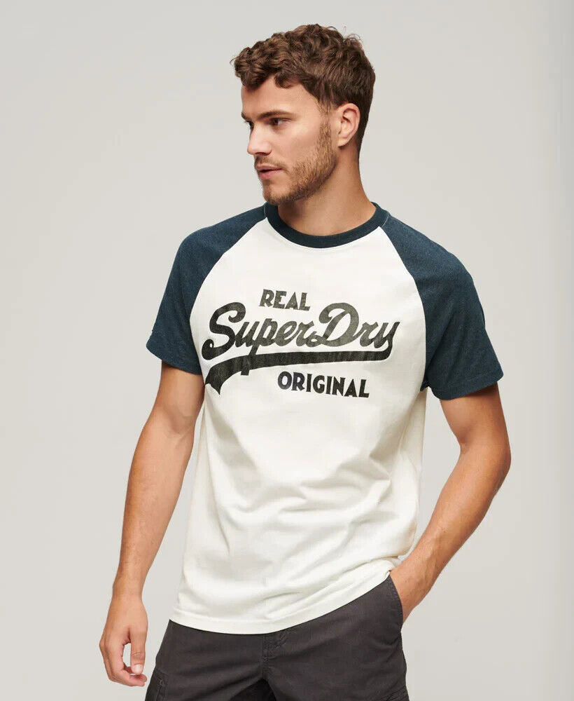 Superdry Mens Athletic Vintage Logo Crew Neck Printed Raglan T-Shirt SM32WT8G