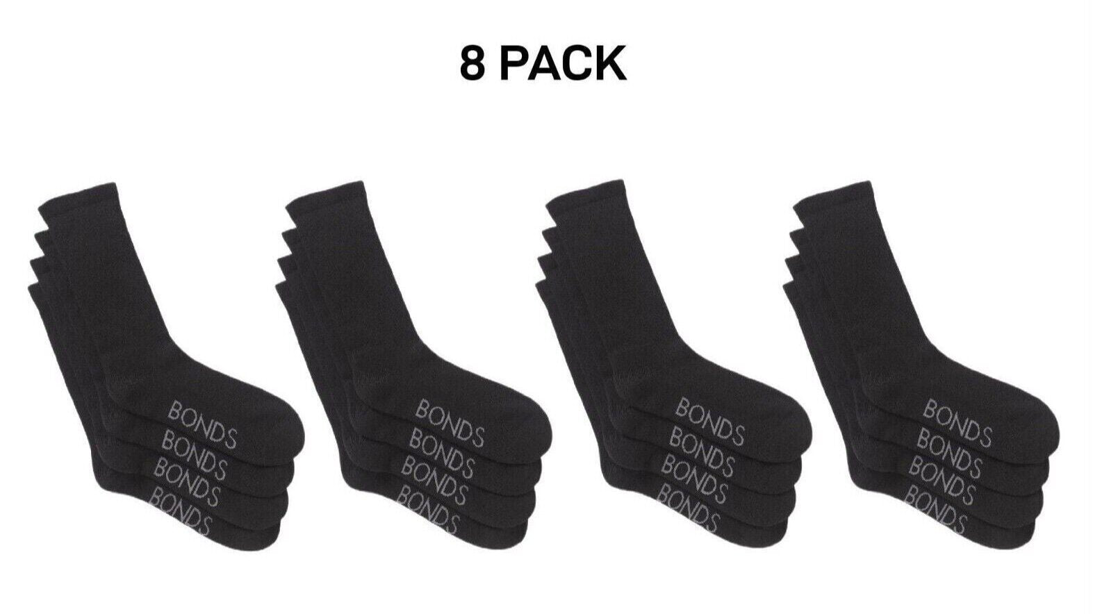 Bonds Mens Very Comfy Crew Socks Comfortable Cushioned Sole 8 Pack SZFP2N