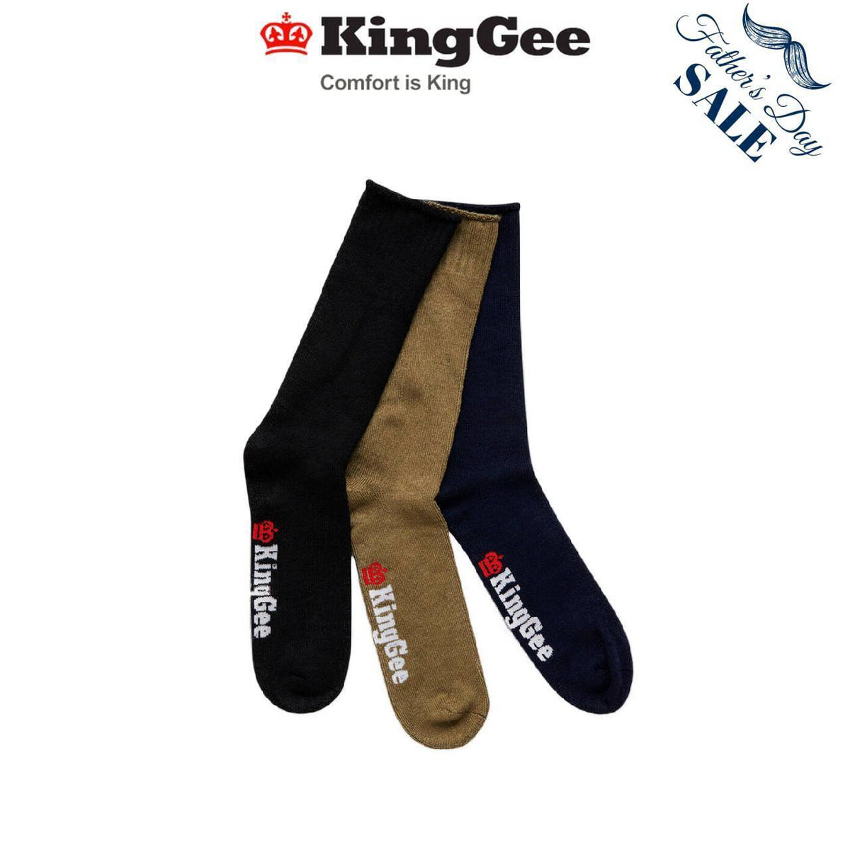 FATHER'S DAY SALE! KingGee Mens 3 Pack Bamboo Comfortable Work Socks K09271