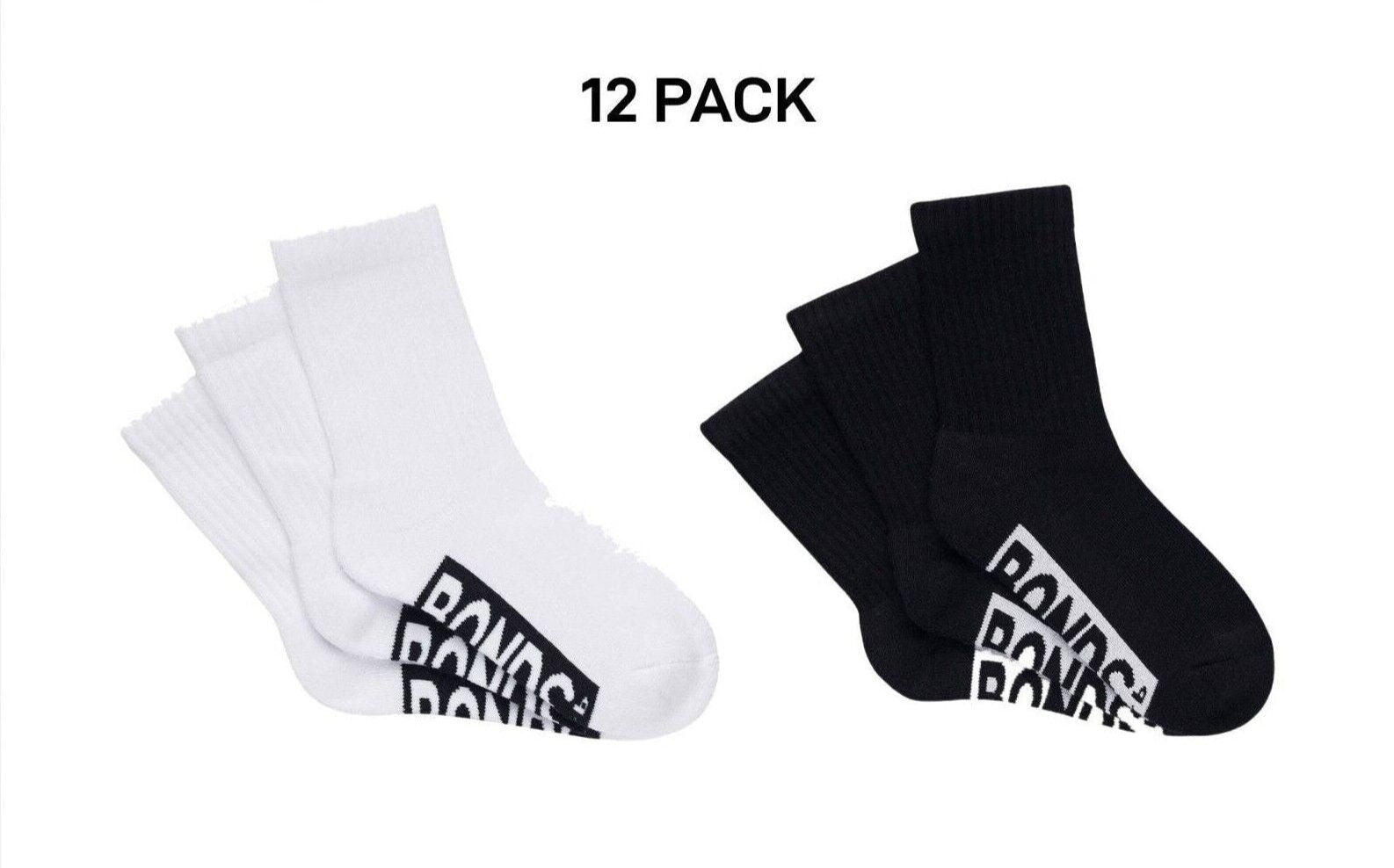 Bonds Kids Cushioned Crew Cushioned Smooth Toe Seams Socks 12 Pack RXUY3N