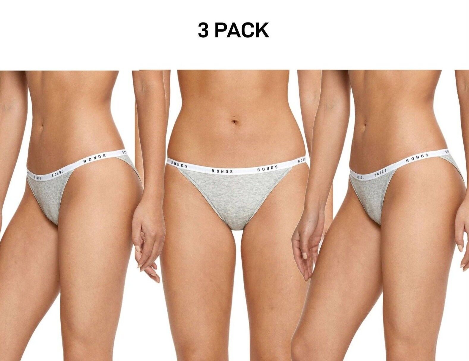 Bonds Womens Original String Bikini Marle Breathable Silk Fabric 3 Pack WV7GA