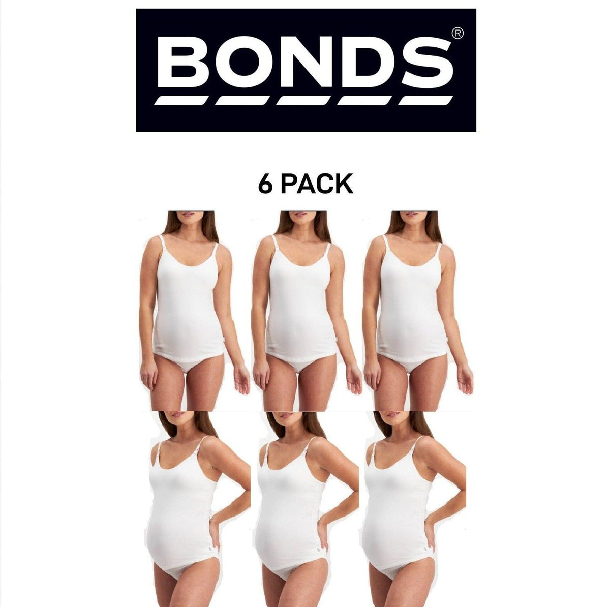 Bonds Womens Maternity Contour Support Singlet Organic Cotton 6 Pack YWYCY