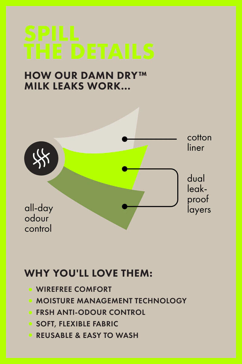 Bonds Womens Damn Dry Milk Leaks Scoop Crop Comfy Easy Feeding Clip 6 Pack YWQL