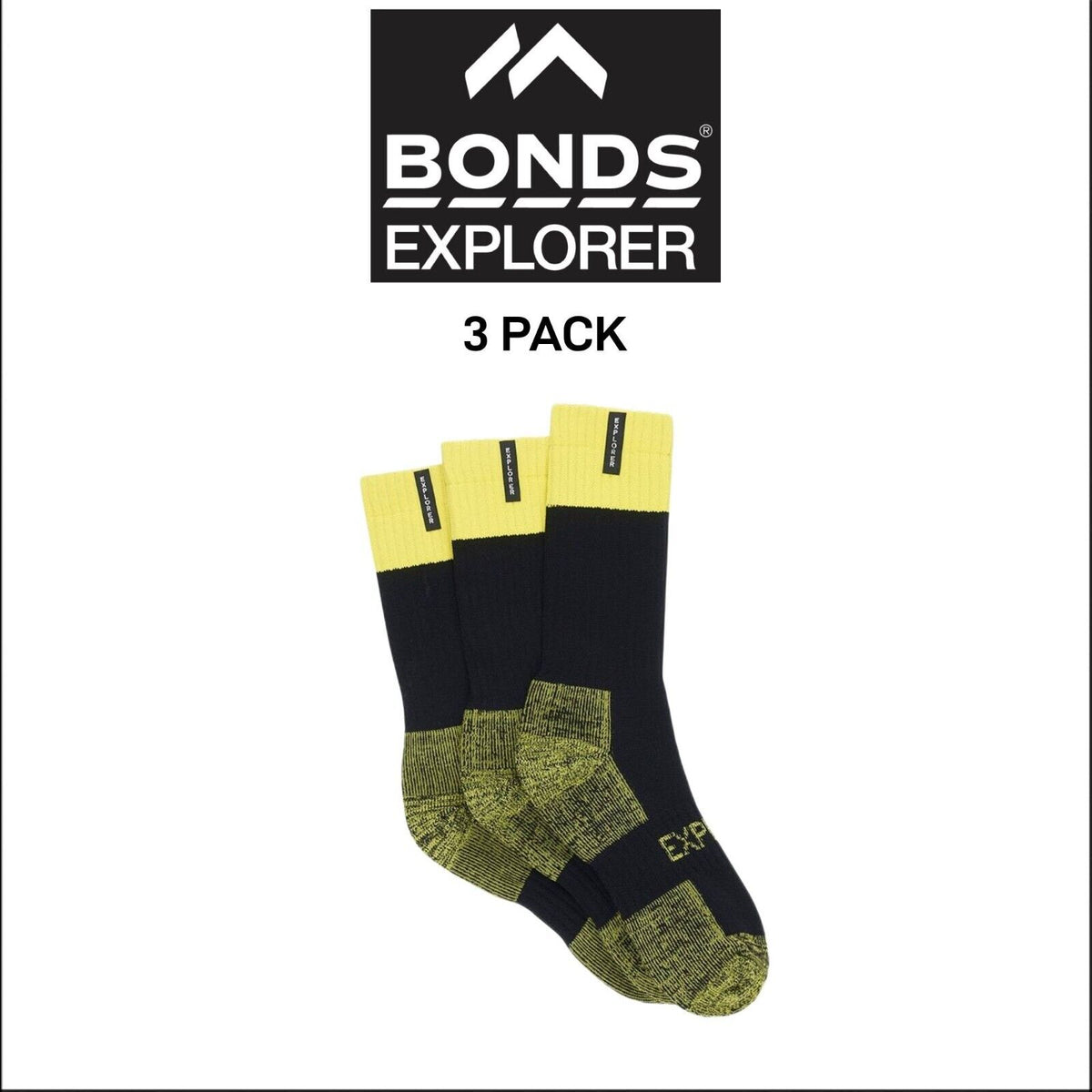 Bonds Mens Explorer Tough Work Crew Comfortable Soft Cotton Sock 3 Pack SYNH3N