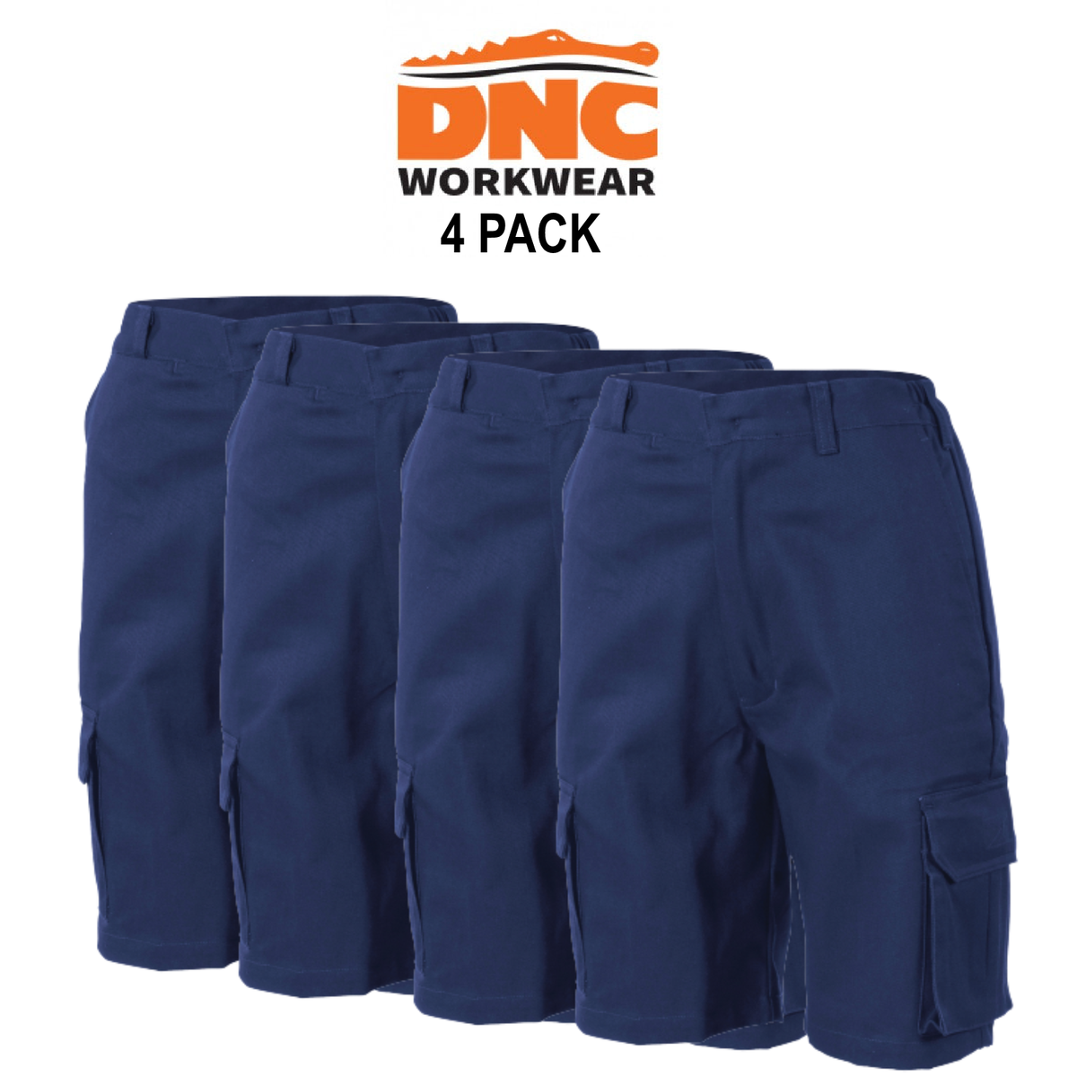  DNC Workwear 4 Pack Cotton Drill Cargo Shorts Tough Work Casual Summer 3308