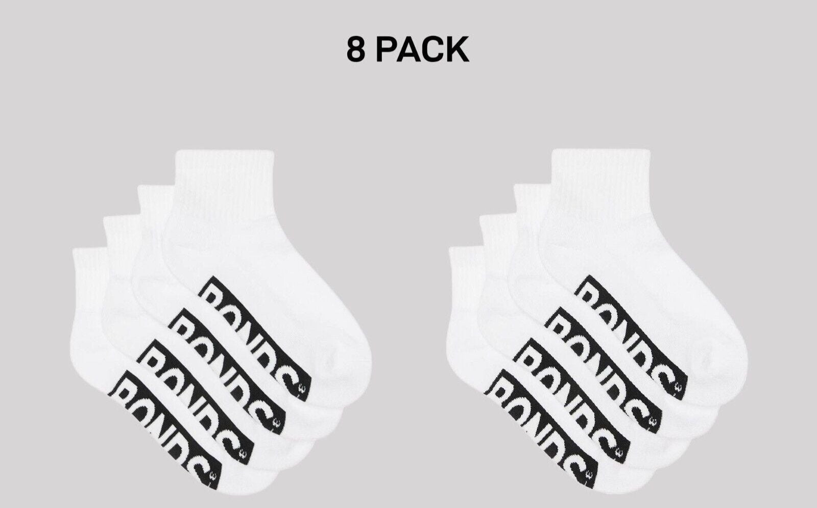 Bonds Kids Logo Cushioned Quarter Crew Sock Thickness & Comfiness 8 Pack RXTW4W