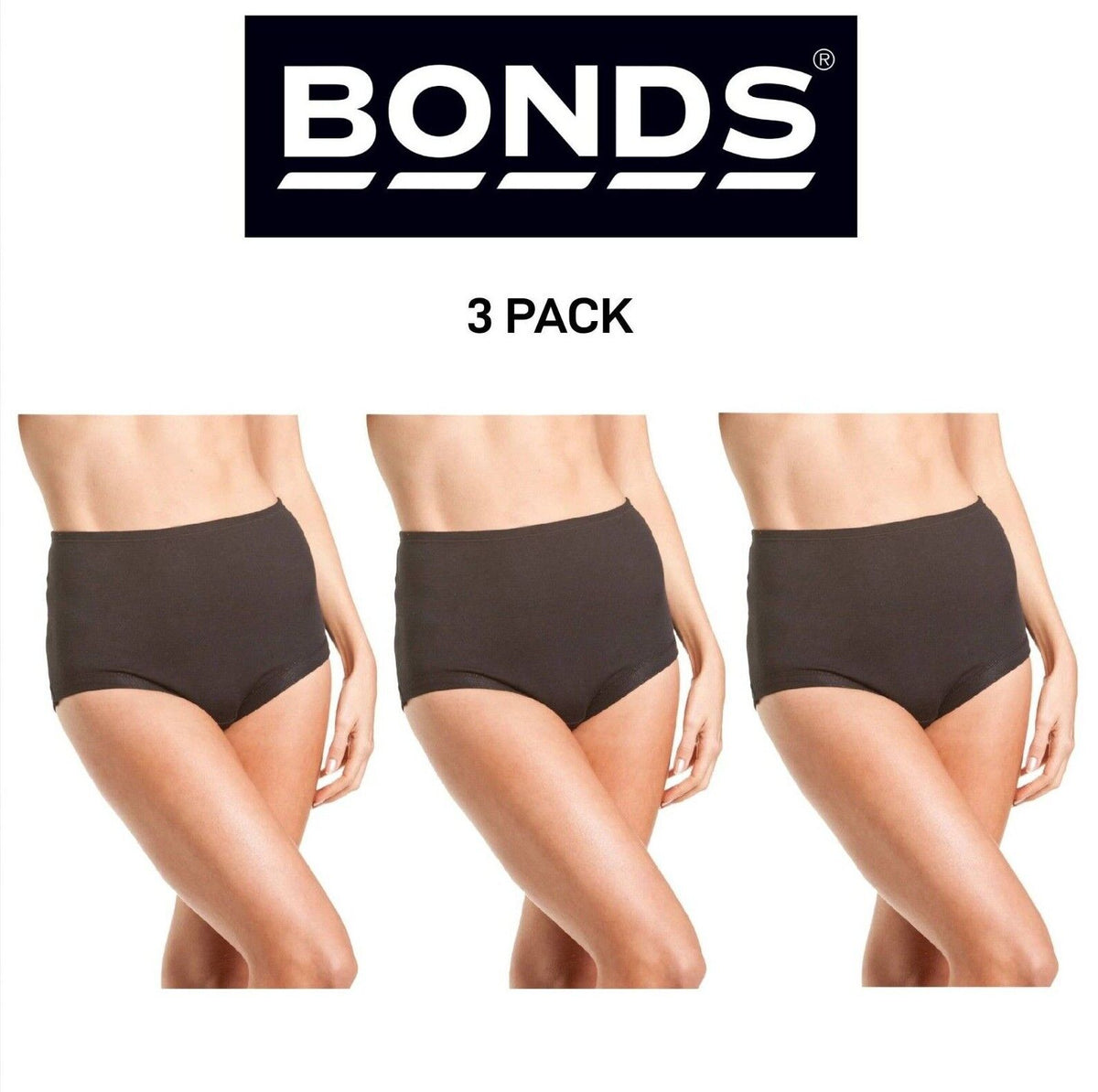 Bonds Womens Cottontails Full Brief With Lycra Comfortable Coverage 3 Pack WUFQA