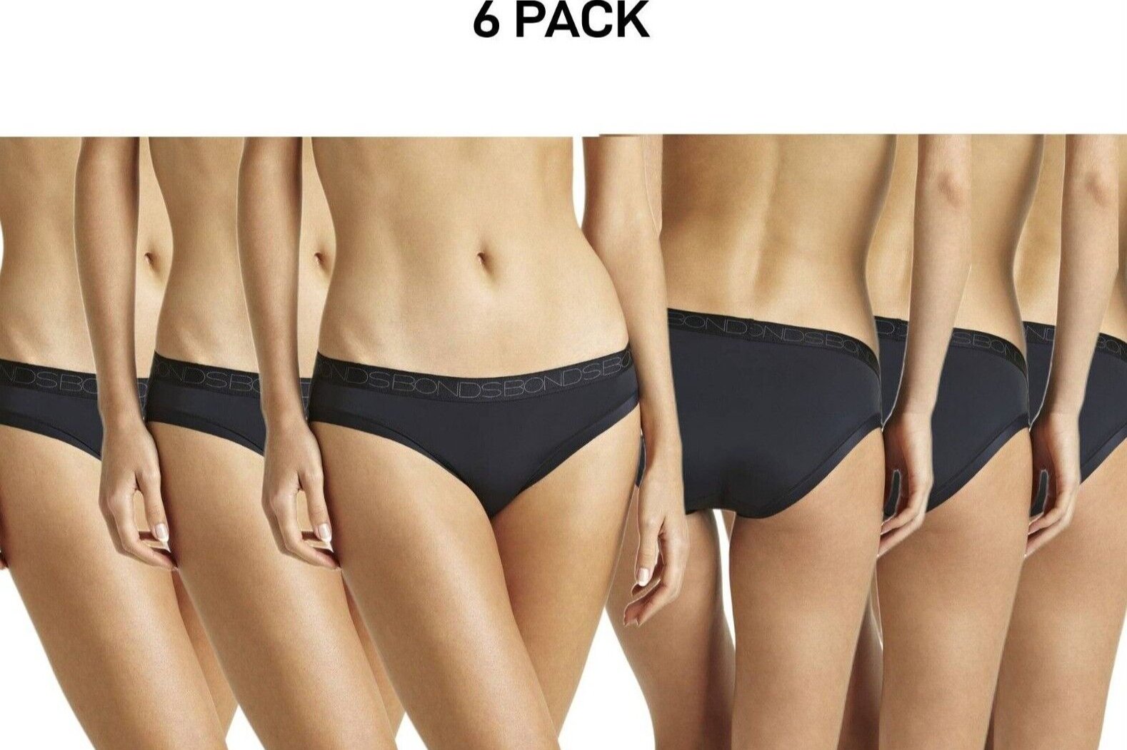 Bonds Womens Invisitails Bikini Lightweight Smooth Leg Band Brief 6 Pack WZ5WBY