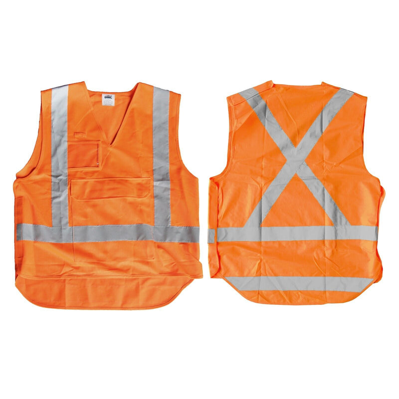 DNC Mens 2 Pack Hi-Vis NSW Rail Detachable Reflective Safety Work Vest 3504