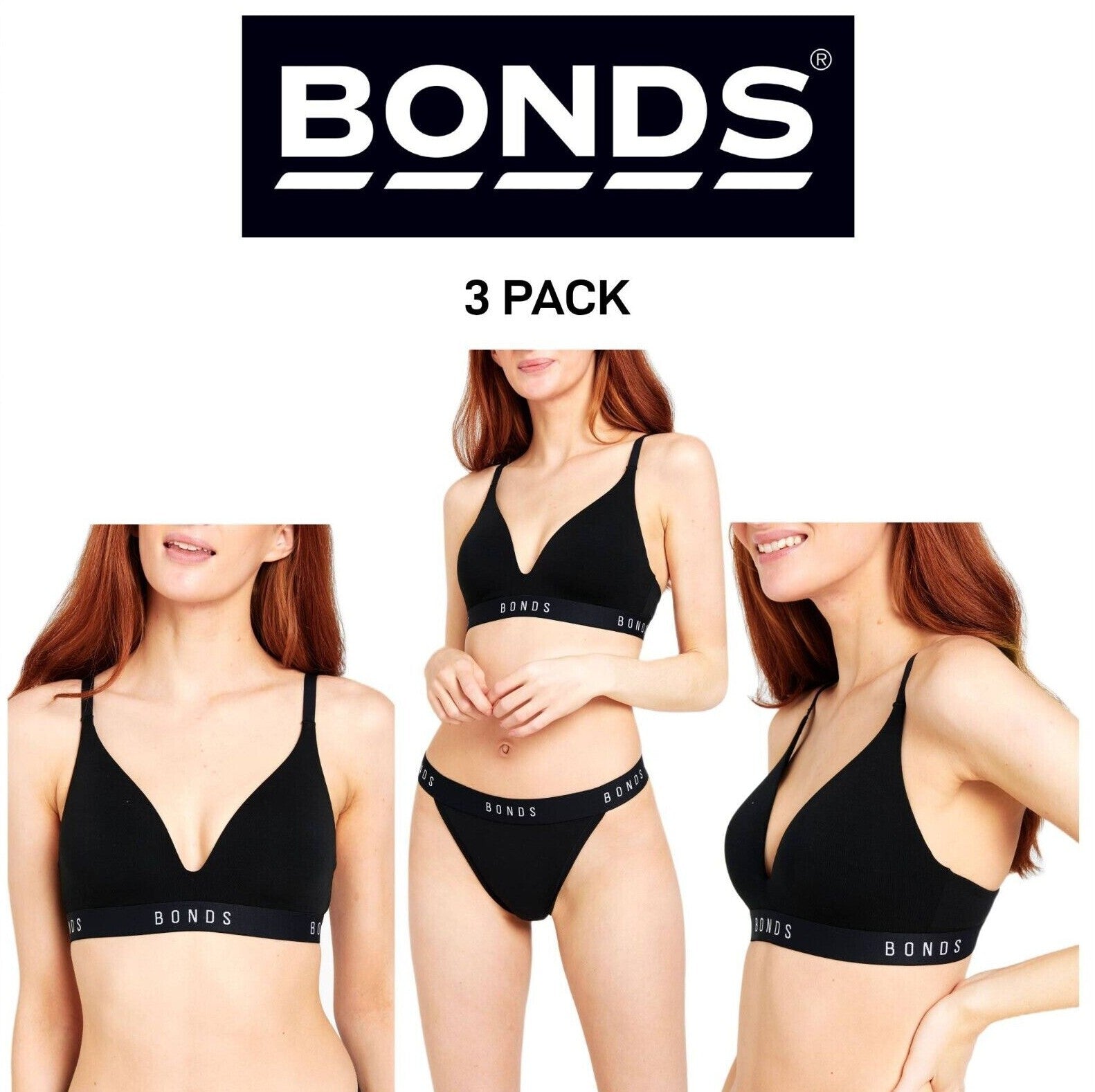 Bonds Womens Original Contour Triangle Soft Stretch Wireless Bra 3 Pack YXYQY