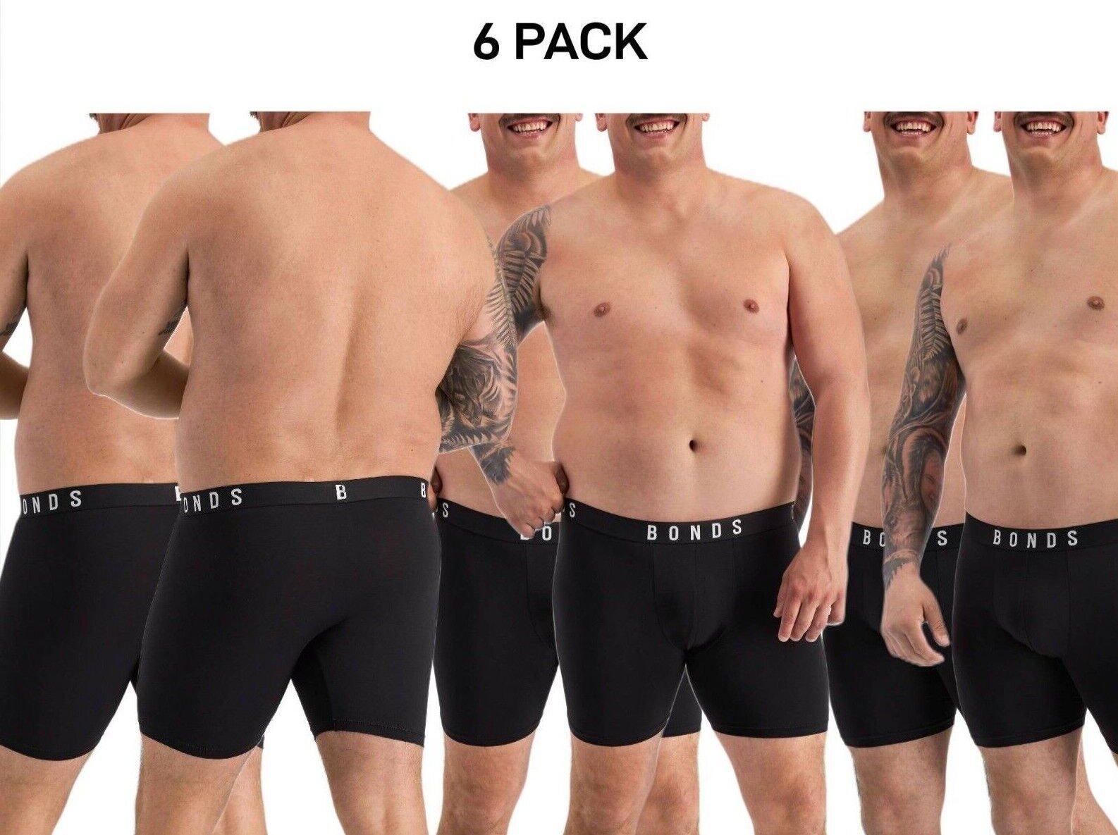 Bonds Mens Originals Mid Trunk Soft Breathable Cotton for Comfort 6 Pack MXUKA