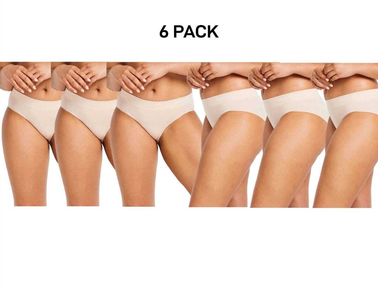 Bonds Womens Midi Seamless Smooth and Soft Breathable Brief 6 Pack WWGCA