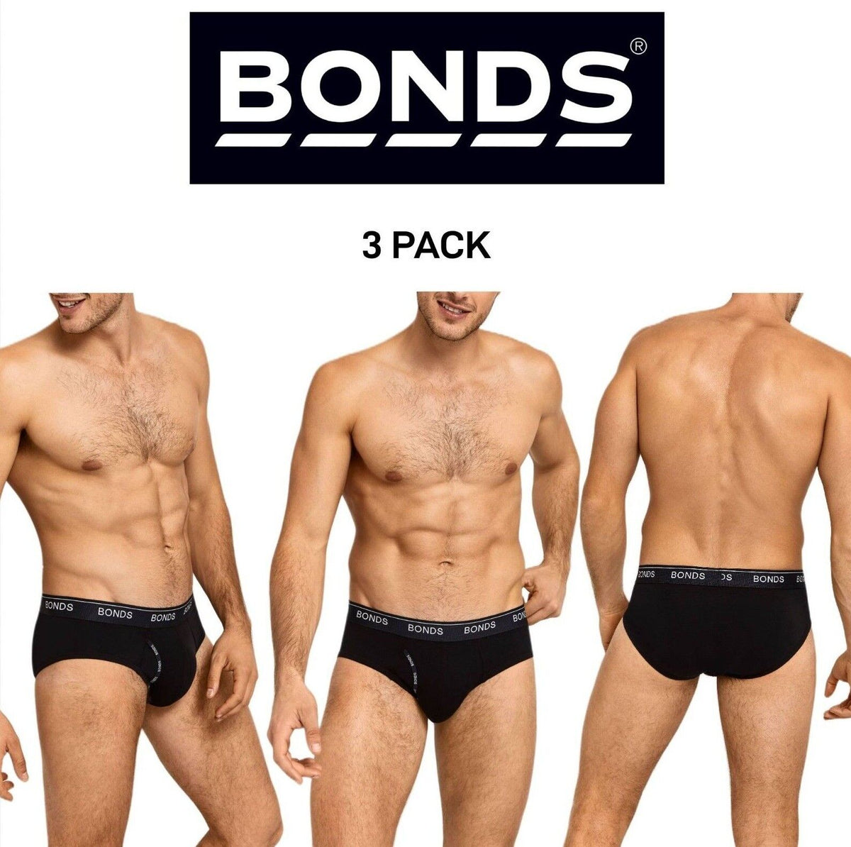 Bonds Mens Guyfront Brief Soft and Stretchy Cotton Functional Fly 3 Pack MZVI