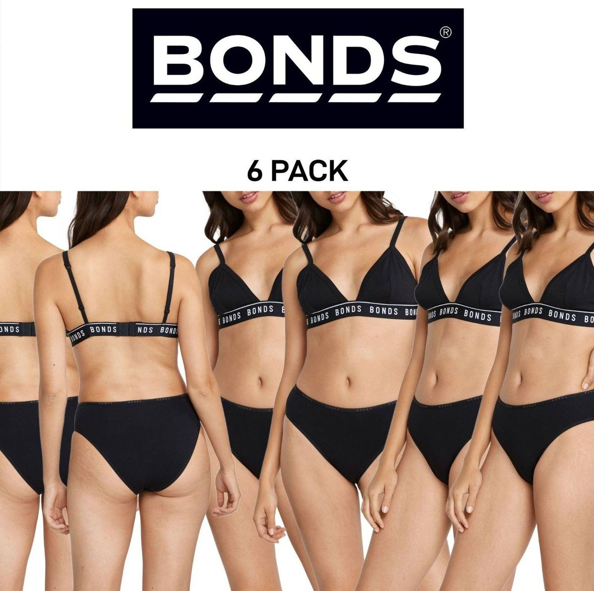 Bonds Womens Everyday Organics Hi Bikini High Leg High Waist Undies 6 Pack WTEW