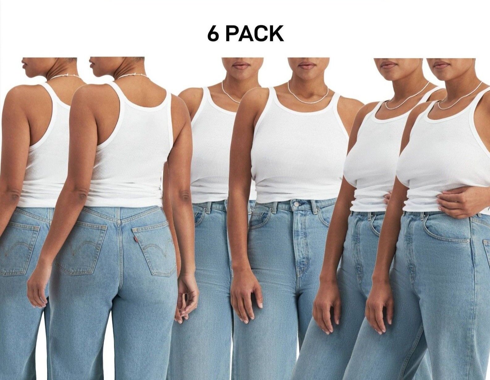 Bonds Womens Organic Chesty Singlet Flat-locked Side Seam Cotton Rib 6 Pack WTHY