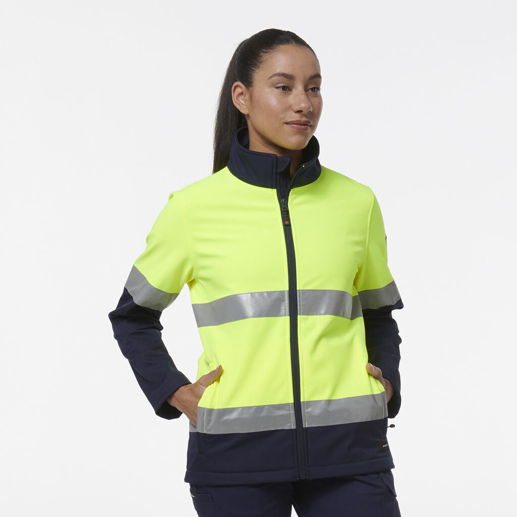 KingGee Womens Reflective Spliced Pocket Softshell Safety Work Jacket K45006-Collins Clothing Co