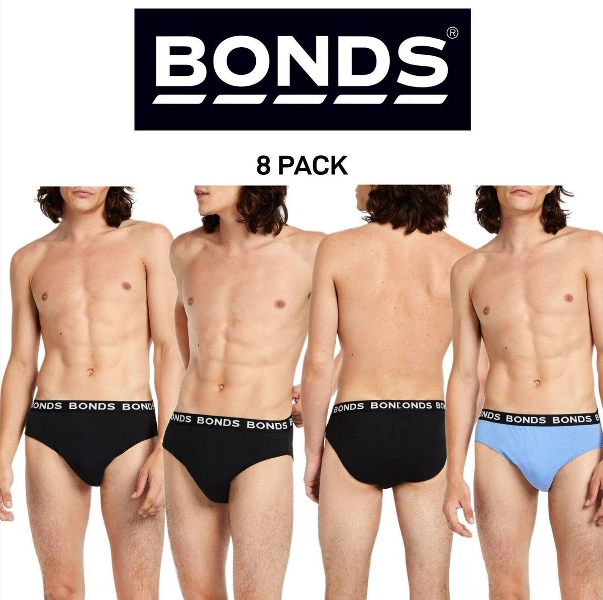 Bonds Mens Basic Hipster Briefs Cotton Stretchable Tailored Fit 8 Pack M38DM4